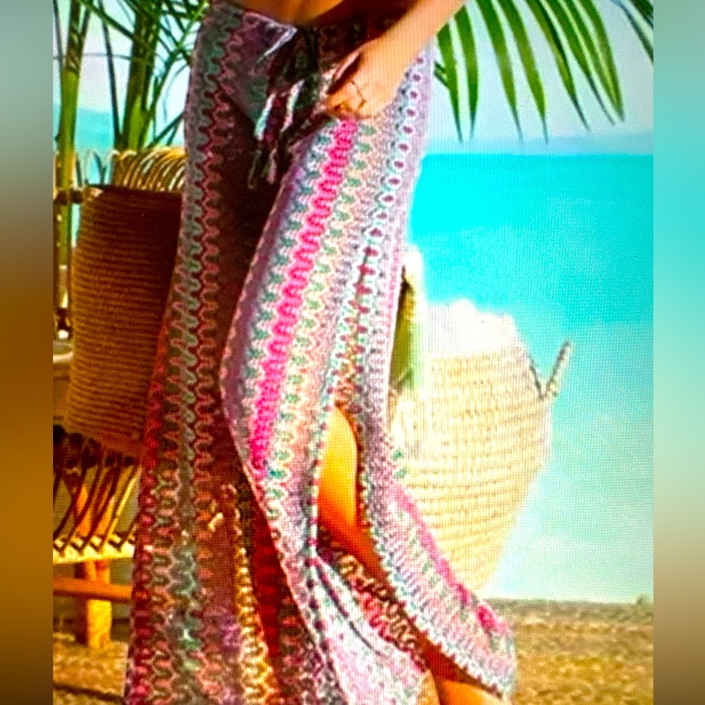 BECCA by Rebecca Virtue Sunset Soirée Crochet Knitting Split Leg Pant Coverup